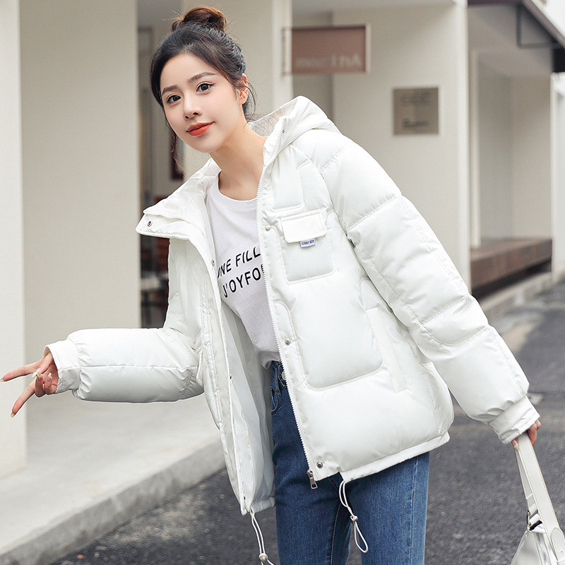 H Jesen Zima Široki kaput s kapuljačom Pamučno podstavljene jakne Deblja topla parka Ženska ležerna jednobojna gornja odjeća s velikim džepom