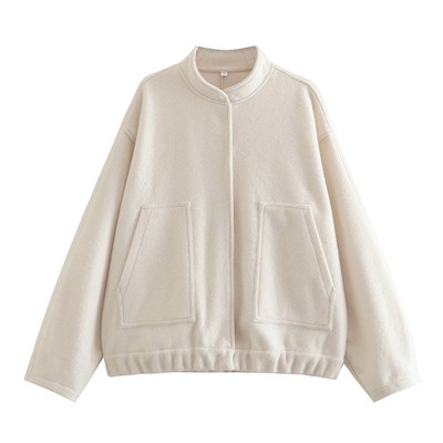 Fashion Bomber Jackets Γυναικεία Άνοιξη 2023 Μασίφ μακρυμάνικα μπουφάν Stand γιακά Γυναικεία παλτό με τσέπες Γυναικεία Cool Streetwear