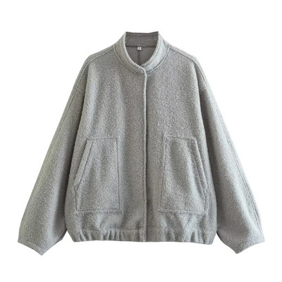 Fashion Bomber Jackets Γυναικεία Άνοιξη 2023 Μασίφ μακρυμάνικα μπουφάν Stand γιακά Γυναικεία παλτό με τσέπες Γυναικεία Cool Streetwear