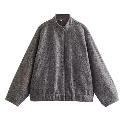 Fashion Bomber Jackets Γυναικεία Άνοιξη 2023 Μασίφ μακρυμάνικα μπουφάν Stand γιακά Γυναικεία παλτό με τσέπες Γυναικεία Cool Streetwear