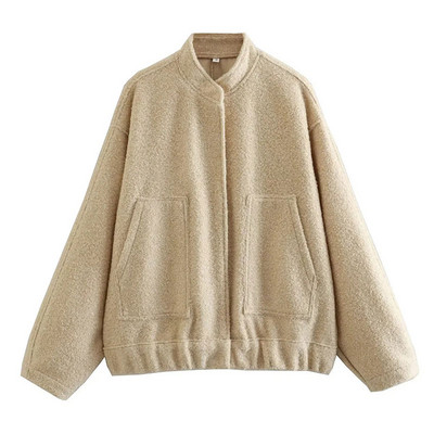 Fashion Bomber Jackets Γυναικεία Άνοιξη 2023 Μασίφ μακρυμάνικα μπουφάν Stand γιακά Γυναικεία παλτό με τσέπες Γυναικεία Cool Streetwear