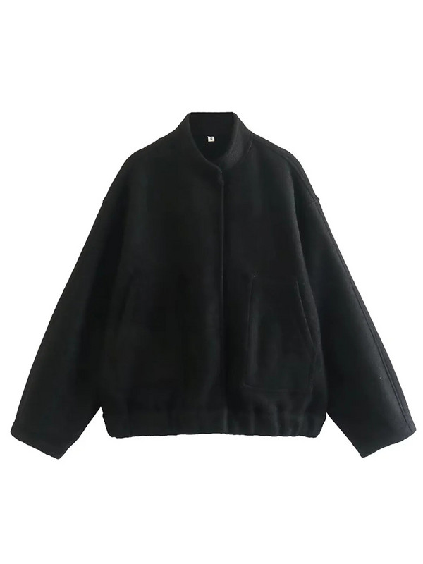 Modne bomber jakne Ženske proljeće 2023. Jednobojne jakne dugih rukava sa samostojećim ovratnikom Ženski kaputi s džepovima Ženska cool ulična odjeća