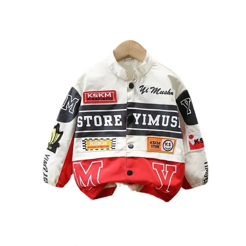 Motociklistička jakna za dječake 2023. Dječja odjeća Proljetno-jesenski kaput Modni ulični stojeći ovratnik Top s jednim kopčanjem Visoka kvaliteta