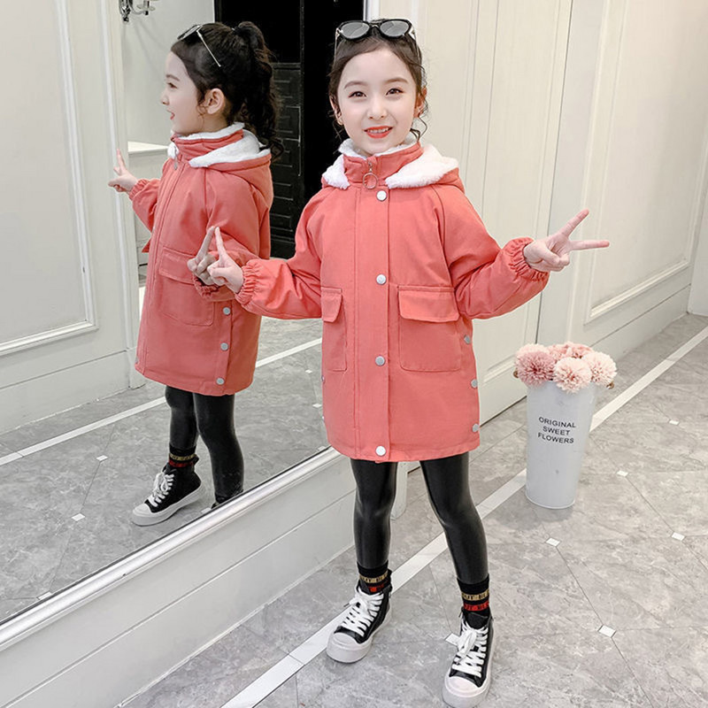 Dugačka jakna za djevojčice Debeli topli kaputi za djevojčice Gornja odjeća s podstavljenom pamukom za djecu Zimska dječja odjeća 6 8 10 12 14