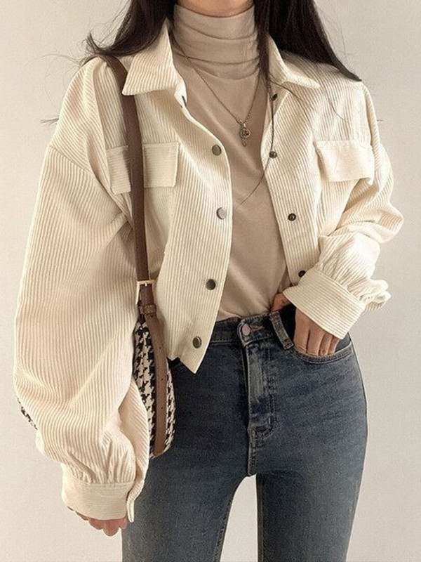 Vintage skraćeni sako od samta Ženske korejske modne bluze s uzicom dugih rukava Ženski ležerni široki kaputi s jednim kopčanjem