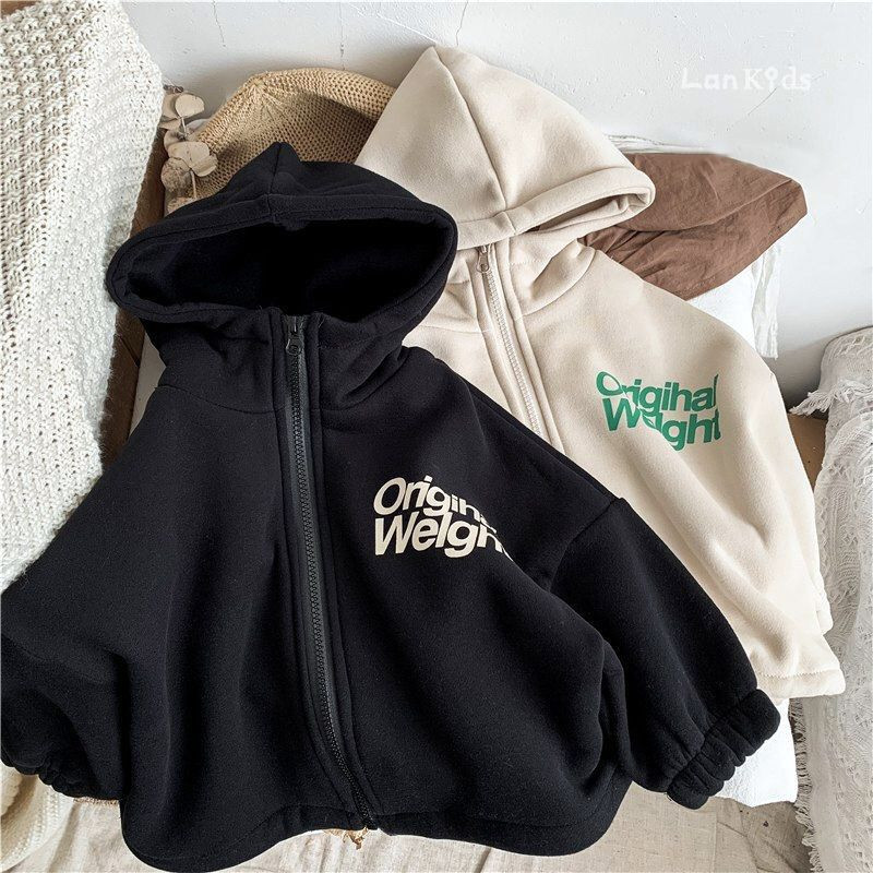 Kaput od 100% pamuka za dječake i djevojčice s podstavom od flisa 2023., novi dječji pulover s slovima, beba, prikladna majica s kapuljačom