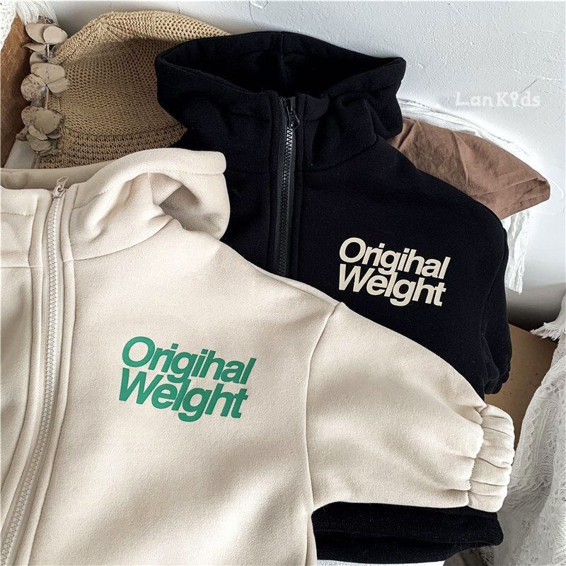 Kaput od 100% pamuka za dječake i djevojčice s podstavom od flisa 2023., novi dječji pulover s slovima, beba, prikladna majica s kapuljačom