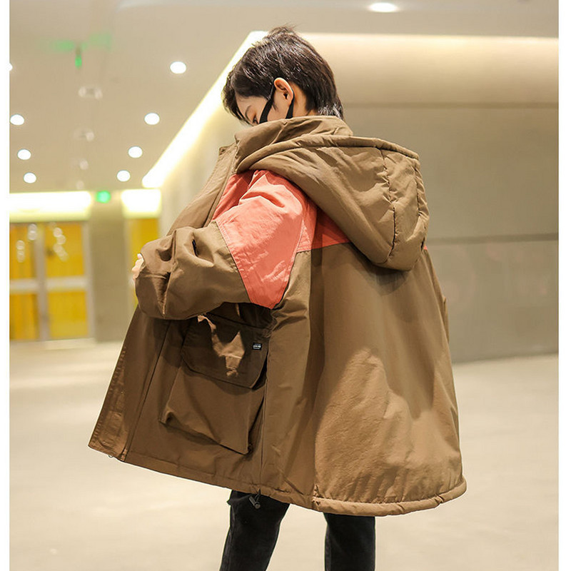 Zimska jakna za dječake Parka srednje dužine, pamučna vjetrovka s kapuljačom, jakna za grijanje, zaštita od hladnoće TZ959