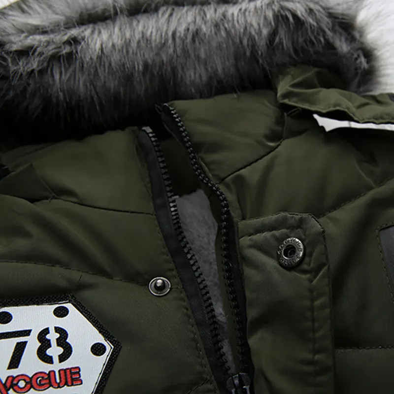 Dječje jakne za dječake Snježno odijelo za malu djecu Dječja zimska jakna Topla krznena bunda Dječja parka s kapuljačom Gornja odjeća Odjeća 1-6 godina