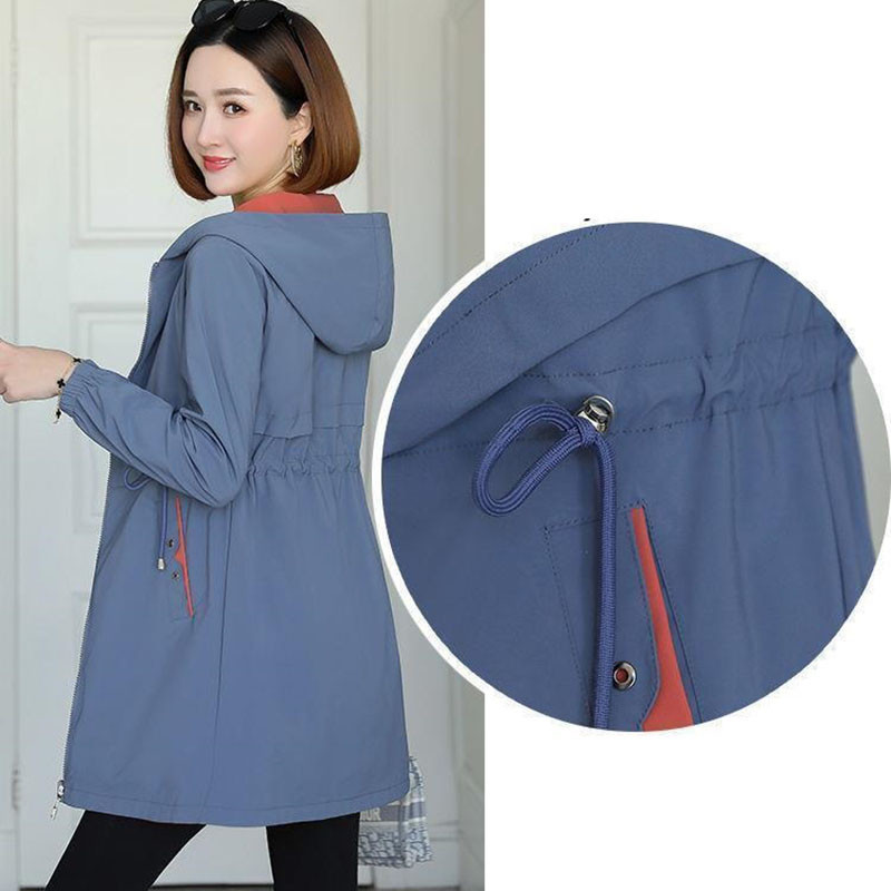 Nova jesenska vjetrobranska jakna za 2023. Ženski kaputi s kapuljačom Ležerne osnovne jakne s dvije strane Srednje dugi trenč kaput Gornja odjeća 3XL