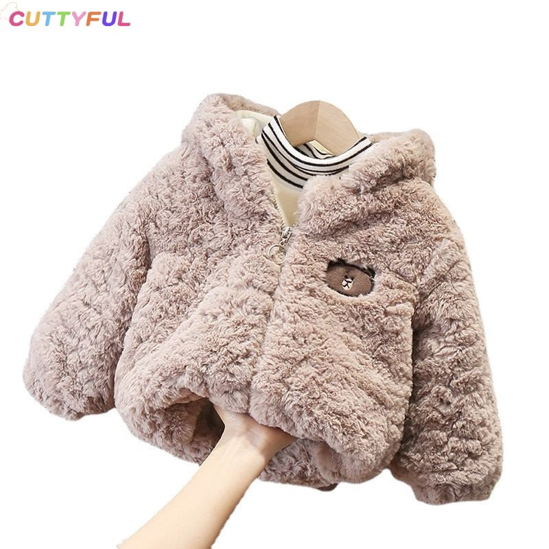 Cuttyful jakna za dječake Zimska deblja topla gornja dječja odjeća s kapuljačom Slatki medo Plišani kaputi za malu djecu Odjeća za djevojčice