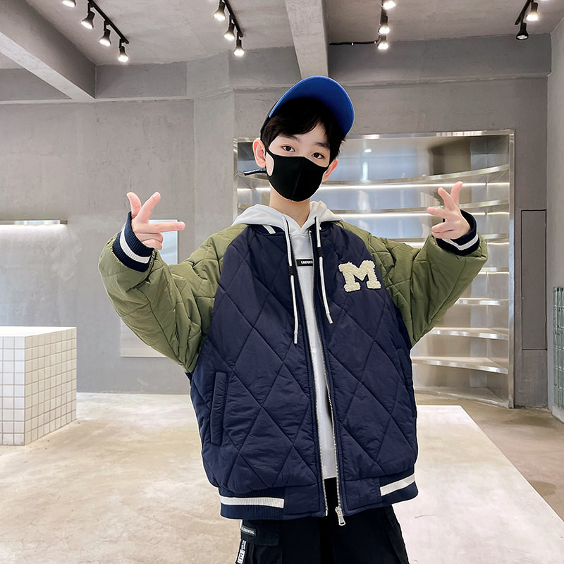 Dječja bejzbol jakna velike veličine Jesen Zima Debeli sportski kaput Ležerna topla pamučna odjeća za dječake Gornja odjeća za studente 4-14 godina