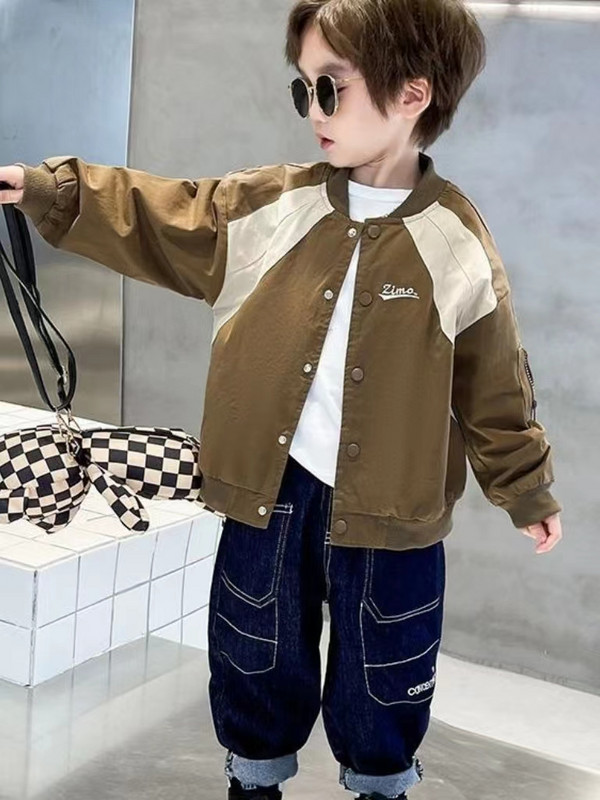 3-10T Dječja modna jakna za dječaka Kaput Proljeće Jesen Bejzbol uniforma Pamučna gornja odjeća s printom slova Odjeća za bebe i djecu