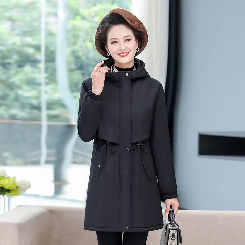 Ženski kaput Parke Zimska jakna Flis Pamučna odjeća Prevelika debela plišana ležerna gornja odjeća s kapuljačom Srednje dugačka odjeća Ženske vjetrovke