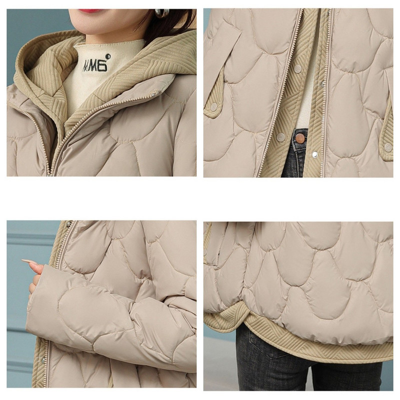 Ženska zimska jakna Parke New Splice Lažna dvodijelna pamučna jakna s kapuljačom Debela topla kratka pamučna jakna Ženska gornja odjeća za snijeg