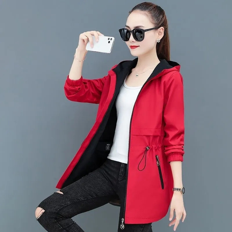 Dvostrani trenč kaput Ženska nova odjeća proljeće jesen 2023. Srednje duga vjetrovka s kapuljačom Ženska gornja odjeća Gabardina Mujer 5XL