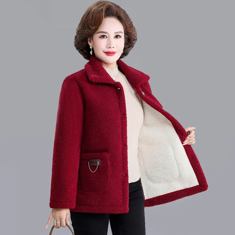 Nova zimska jakna Baršunasti debeli topli kaput Ženska bunda od janjećeg krzna Ženska široka baršunasta jakna Ženska jakna Gornja odjeća dugih rukava