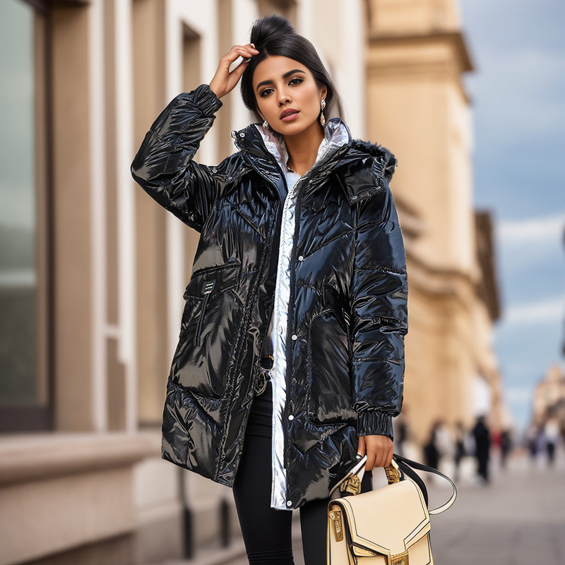 2023. Zimska puhasta pamučna jakna Ženska jakna s patentnim zatvaračem Široki podstavljeni kaput Dugi ženski print, deblja topla puferica, gornja odjeća otporna na kišu