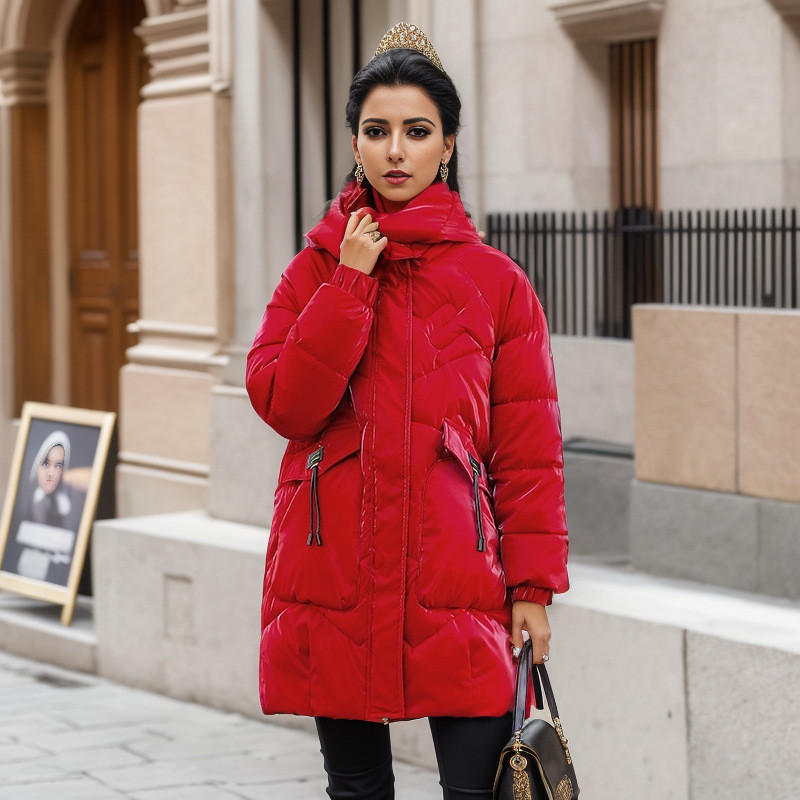 2023. Zimska puhasta pamučna jakna Ženska jakna s patentnim zatvaračem Široki podstavljeni kaput Dugi ženski print, deblja topla puferica, gornja odjeća otporna na kišu