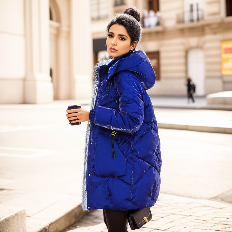 2023. Zimska puhasta pamučna jakna Ženska jakna s patentnim zatvaračem Široki podstavljeni kaput Dugi ženski print, deblja topla puferica, gornja odjeća otporna na kišu