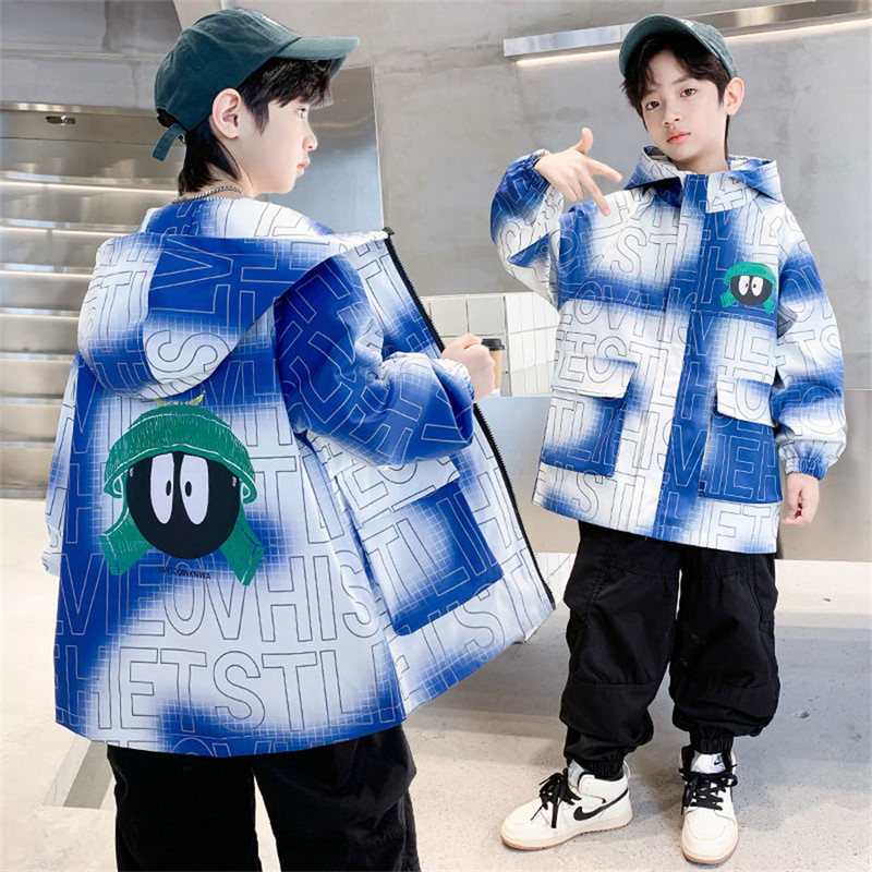 Dječaci Proljeće Jesen Kaputi Dječje jakne Vjetrovke s kapuljačom i džepom Gornja odjeća za djecu Odjeća za bebe 2-14 godina