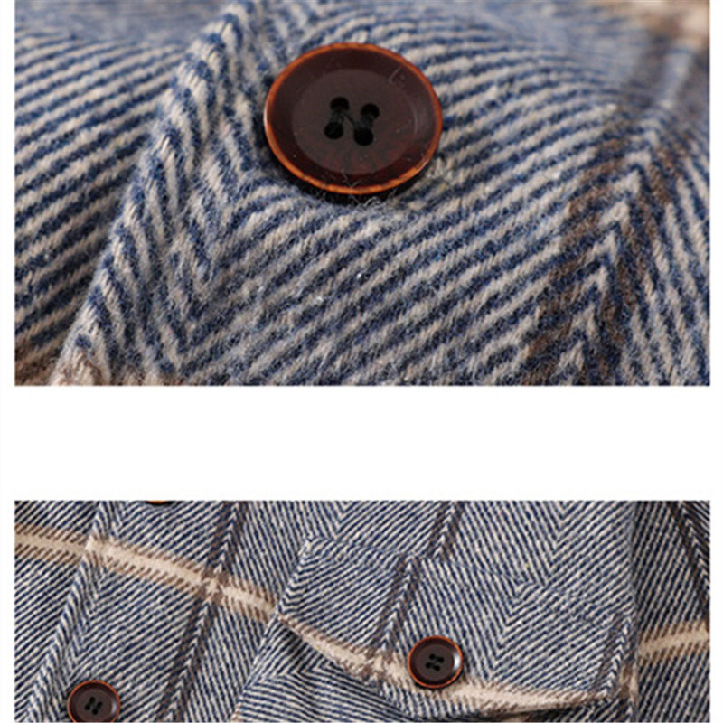 Novi dolazak, kaput od mješavine vune s kapuljačom za dječake, tinejdžere, 2023., modna karirana odjeća s jednim kopčanjem, dječja jakna za izlete