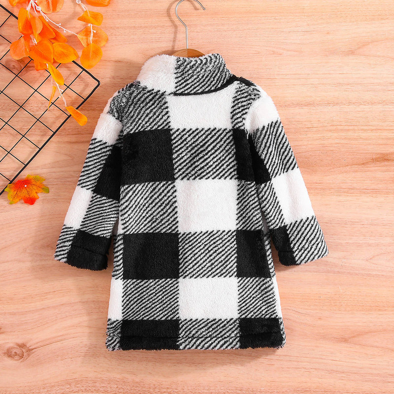 Dječji kaput Korejska verzija modnog zimskog dječaka u kariranom kaputu dugih rukava Jednostavna ležerna jakna Kaput za dječake Topla jakna