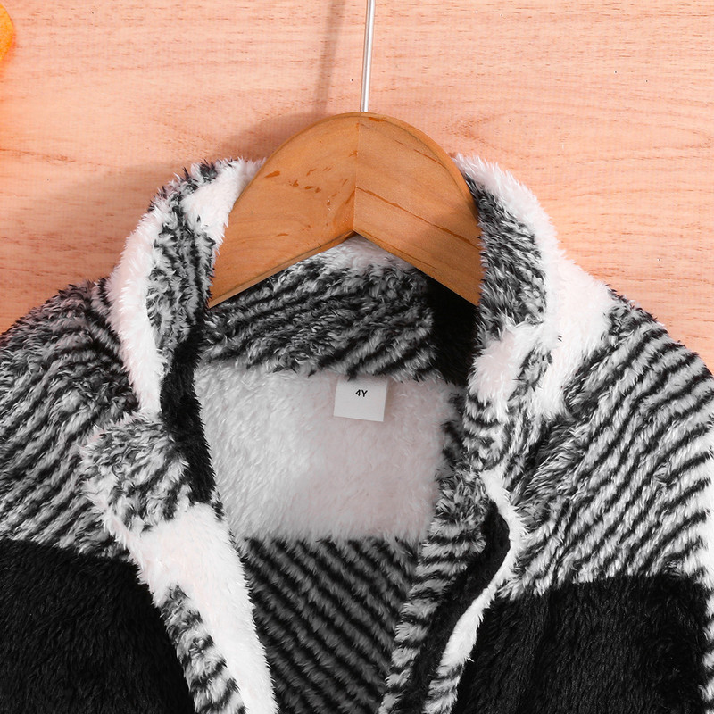 Dječji kaput Korejska verzija modnog zimskog dječaka u kariranom kaputu dugih rukava Jednostavna ležerna jakna Kaput za dječake Topla jakna