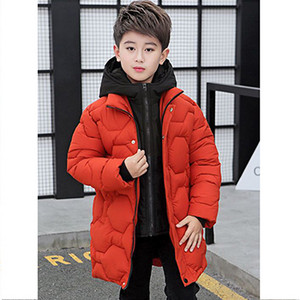 4 6 8 10 12 14 Χρόνια Big Boys Jacket Φθινόπωρο Χειμώνας Παχύ Ζεστό Έφηβο Παιδικά Μπουφάν Μόδα Μακρύ Στιλ Φερμουάρ με κουκούλα για αγόρια