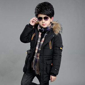 4 6 8 10 12 14 Χρόνια Big Boys Jacket Φθινόπωρο Χειμώνας Παχύ Ζεστό Έφηβο Παιδικά Μπουφάν Μόδα Μακρύ Στιλ Φερμουάρ με κουκούλα για αγόρια
