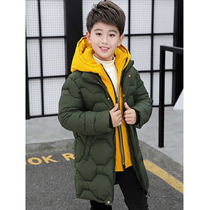 4 6 8 10 12 14 Χρόνια Big Boys Jacket Φθινόπωρο Χειμώνας Παχύ Ζεστό Έφηβο Παιδικά Μπουφάν Μόδα Μακρύ Στιλ Φερμουάρ με κουκούλα για αγόρια