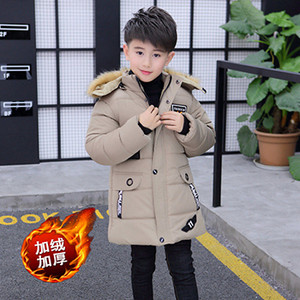 4 6 8 10 12 14 Χρόνια Big Boys Jacket Φθινόπωρο Χειμώνας Παχύ Ζεστό Έφηβο Παιδικά Μπουφάν Μόδα Μακρύ Στιλ Φερμουάρ με κουκούλα για αγόρια