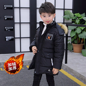4 6 8 10 12 14 Χρόνια Big Boys Jacket Φθινόπωρο Χειμώνας Παχύ Ζεστό Έφηβο Παιδικά Μπουφάν Μόδα Μακρύ Στιλ Φερμουάρ με κουκούλα για αγόρια