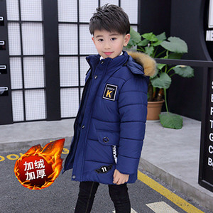 4 6 8 10 12 14 Χρόνια Big Boys Jacket Φθινόπωρο Χειμώνας Παχύ Ζεστό Έφηβο Παιδικά Μπουφάν Μόδα Μακρύ Στιλ Φερμουάρ με κουκούλα για αγόρια