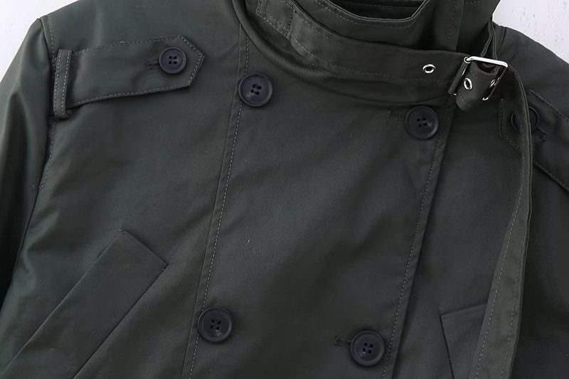 Nove ženske modne prevelike skraćene trenčkote Vintage Ženska kratka vjetrovka s dugim rukavima, vojnozelena jakna