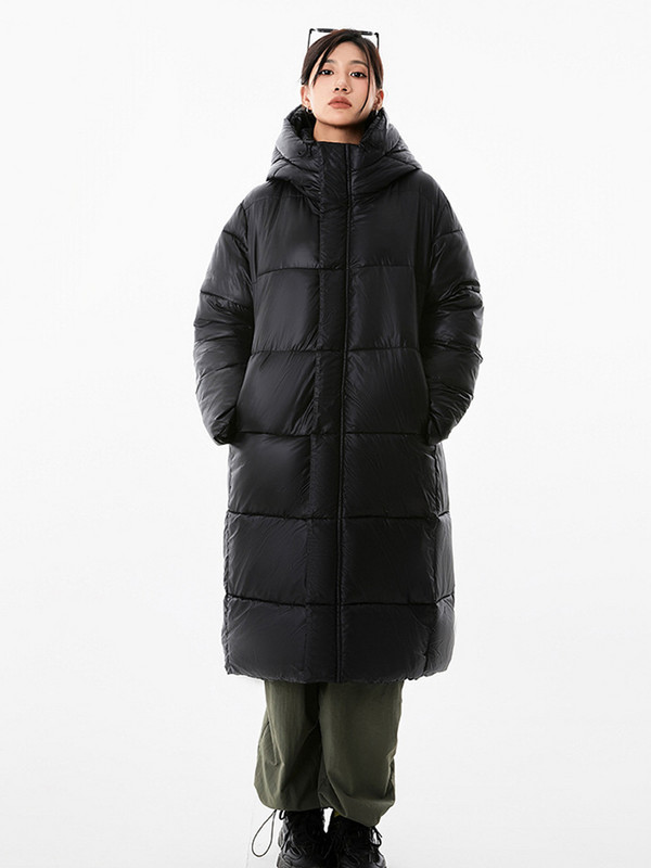 Crna sjajna jakna s kaputom Ženska modna deblja zimska jakna s kapuljačom 2023. Ženska topla gornja odjeća otporna na vjetar otporna na kišu