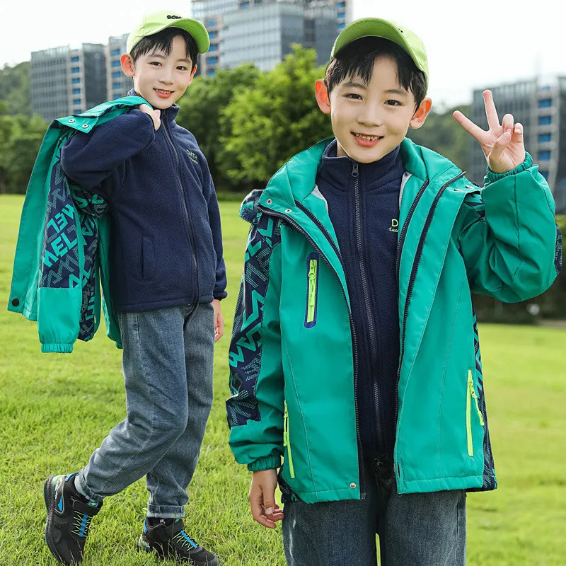 Odjeća za dječake Dvodijelni set Plišani vodootporni kaputi za sportove na otvorenom Jesen Zima Dječja jakna s vjetrom CH47