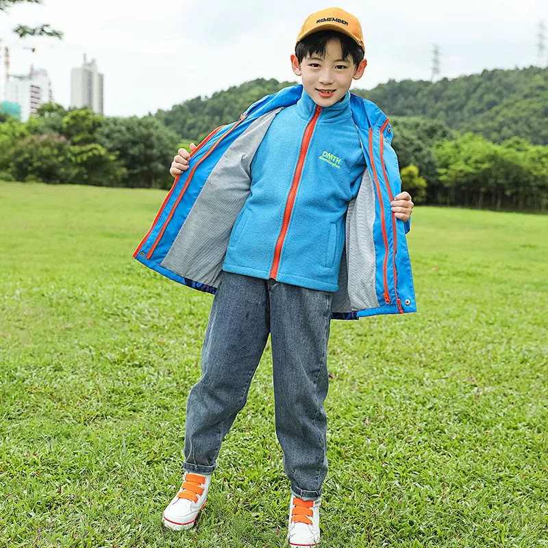 Odjeća za dječake Dvodijelni set Plišani vodootporni kaputi za sportove na otvorenom Jesen Zima Dječja jakna s vjetrom CH47