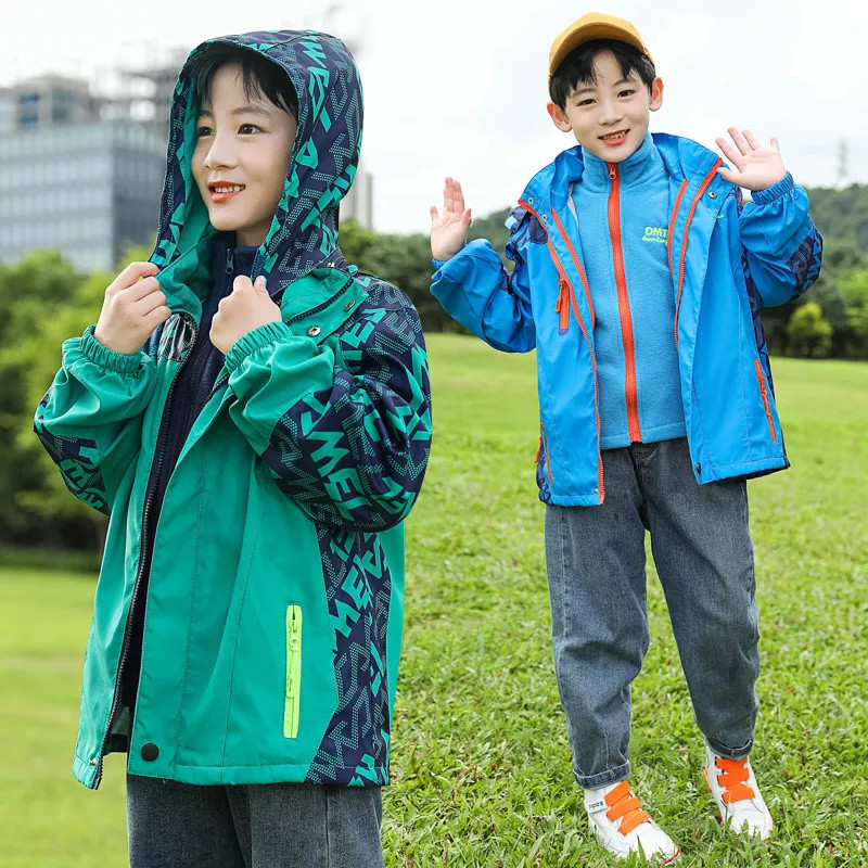 Odjeća za dječake Dvodijelni set Plišani vodootporni kaputi za sportove na otvorenom Jesen Zima Dječja jakna s vjetrom CH47