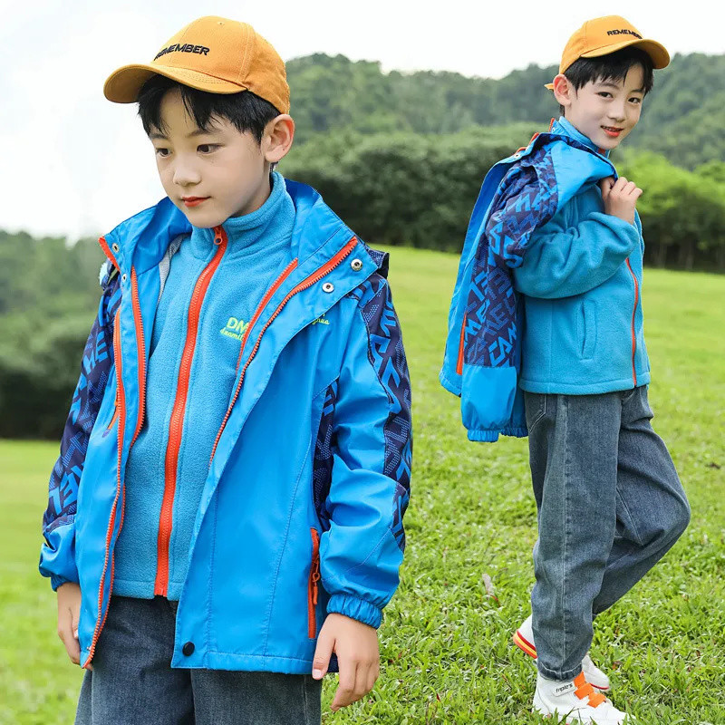Odjeća za dječake Dvodijelni set Plišani vodootporni kaputi za sportove na otvorenom Jesen Zima Dječja jakna s vjetrom CH47