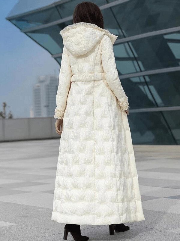 Ženska zimska duga jakna 2023. Parka s kapuljačom i pojasom Ženska jakna s vezom Ženski prošiveni kaput Vjetrootporna vanjska odjeća