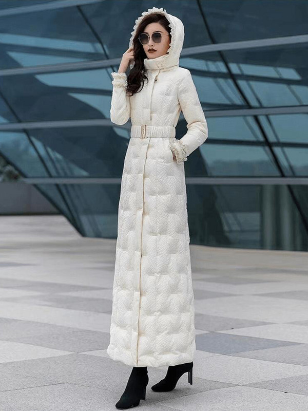 Ženska zimska duga jakna 2023. Parka s kapuljačom i pojasom Ženska jakna s vezom Ženski prošiveni kaput Vjetrootporna vanjska odjeća