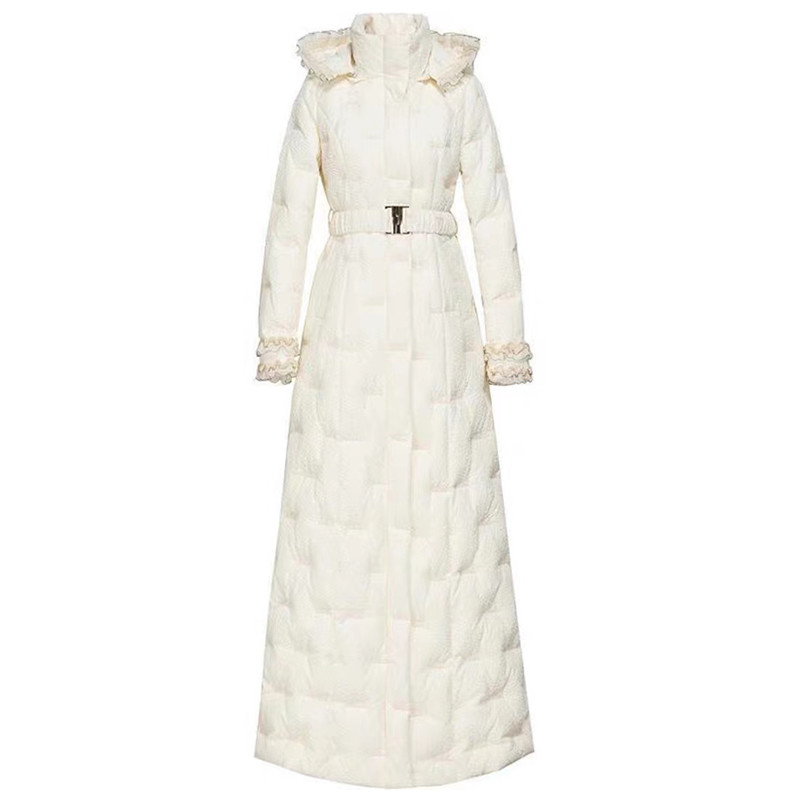 Ženska zimska duga jakna 2023. Parka s kapuljačom i pojasom Ženska jakna s vezom Ženski prošiveni kaput Vjetrootporna vanjska odjeća