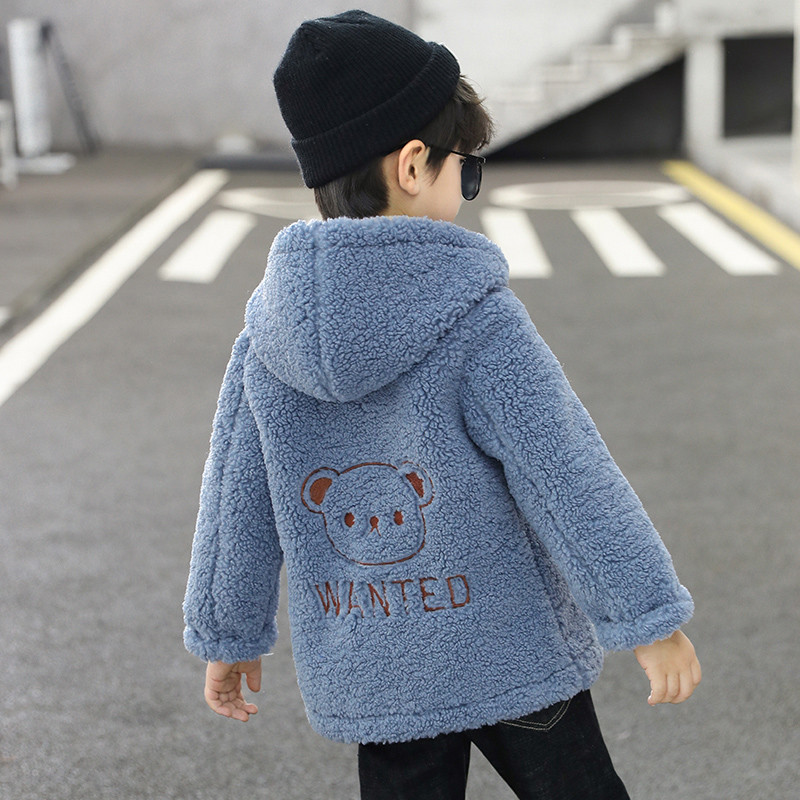 Zimski pamučni kaput za dječake Dječji jednobojni kaput s kapuljačom iz crtića 3-13 godina