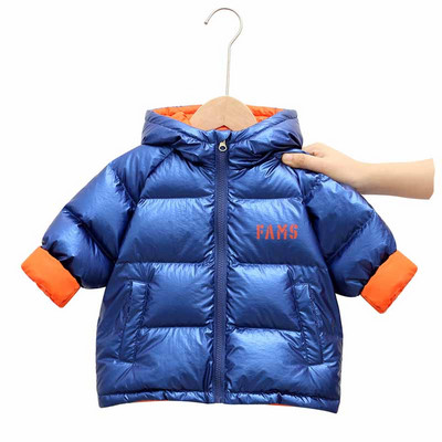 2021 Winter Down Jacket Νέα Προϊόντα Παιδικά Παχύ 2-6Y Παιδιά Αγόρια και κορίτσια Φωτεινή επιφάνεια Ζεστό παλτό με κουκούλα μόδας