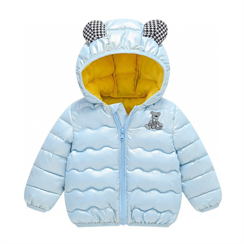1-5 ετών μωρό κορίτσι αγόρι Ζεστά εξωτερικά ενδύματα φθινοπώρου χειμώνα Νέα παλτά Cartoon Bear Print Down Μπουφάν Παιδικά Casual ρούχα Χαριτωμένο μπουφάν με κουκούλα