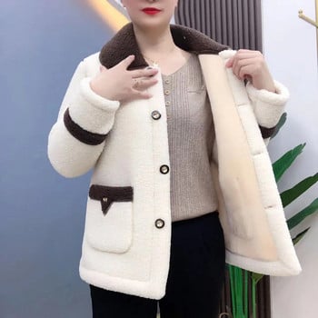 2023 Mother Winter Γυναικεία Γούνα Lambswool Polar Fleece Plus Βελούδινο βαμβακερό τζάκετ παλτό 5XL Πανωφόρι Γυναικεία Εξωτερικά Ενδύματα Πάρκα