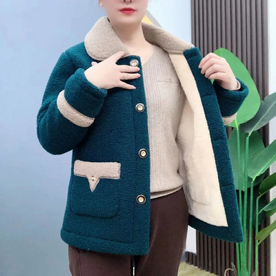 2023 Mother Winter Γυναικεία Γούνα Lambswool Polar Fleece Plus Βελούδινο βαμβακερό τζάκετ παλτό 5XL Πανωφόρι Γυναικεία Εξωτερικά Ενδύματα Πάρκα