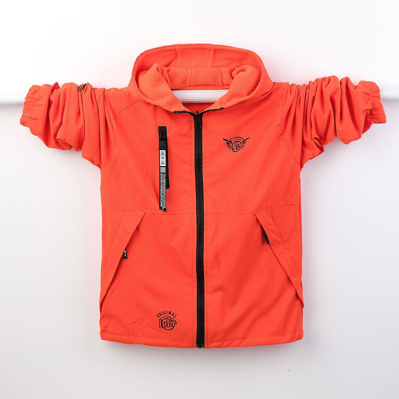 Μπουφάν για αγόρια Παιδικό 2023 Fleece Ζεστό Φθινοπωρινό Χειμώνα με κουκούλα με φερμουάρ διπλής όψης Επιστολή εκτύπωσης 5-12 ετών