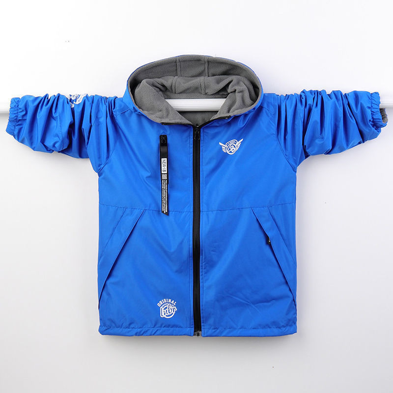 Μπουφάν για αγόρια Παιδικό 2023 Fleece Ζεστό Φθινοπωρινό Χειμώνα με κουκούλα με φερμουάρ διπλής όψης Επιστολή εκτύπωσης 5-12 ετών